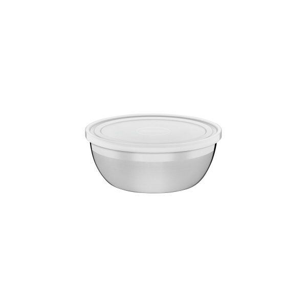 Pote Redondo Tramontina Freezinox em Aço Inox com Tampa Plástica 14 cm 0,8 L